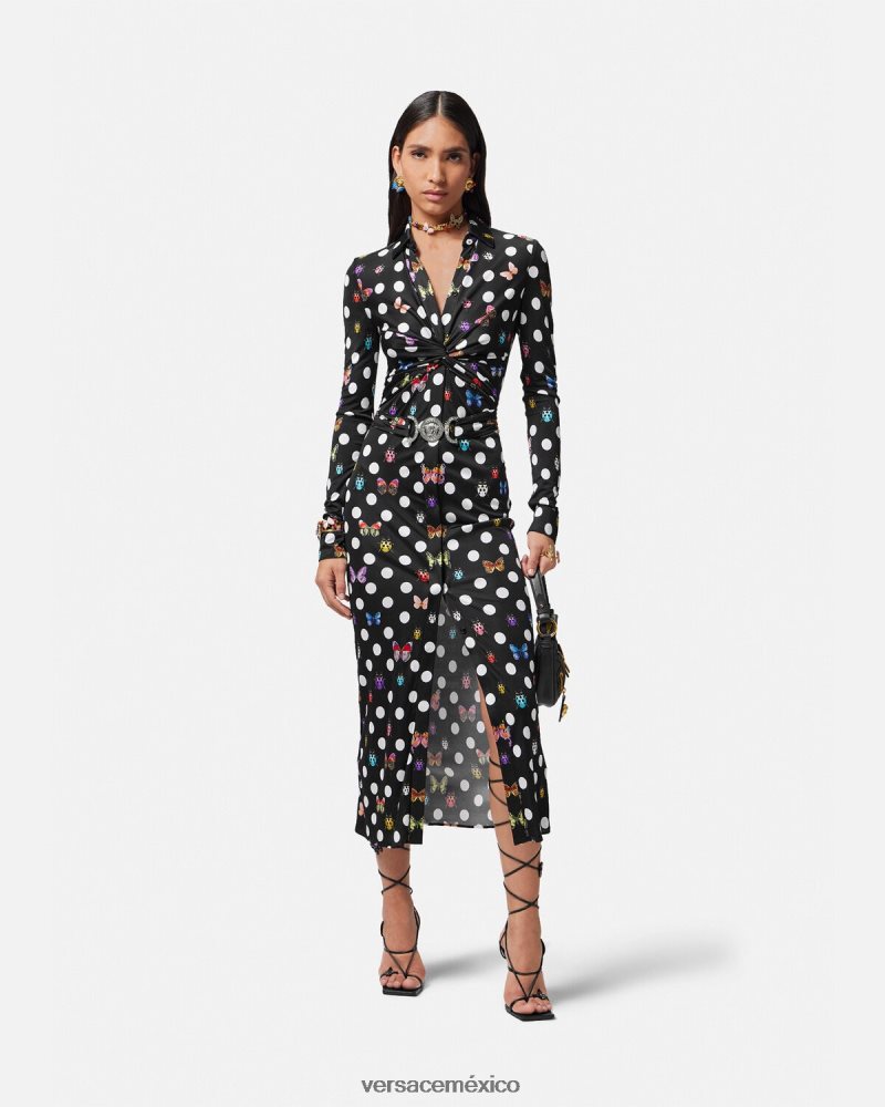 Versace vestido midi estilo camisa con mariposas y medusa '95 imprimir ropa mujer 84626J4