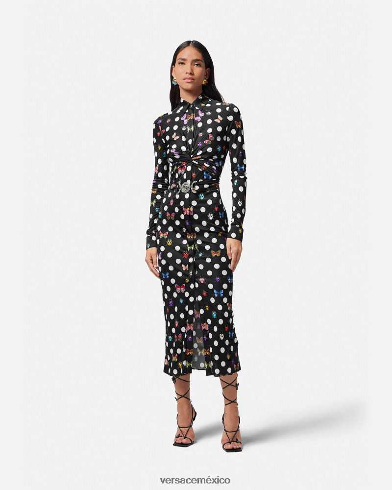 Versace vestido midi estilo camisa con mariposas y medusa '95 imprimir ropa mujer 84626J4