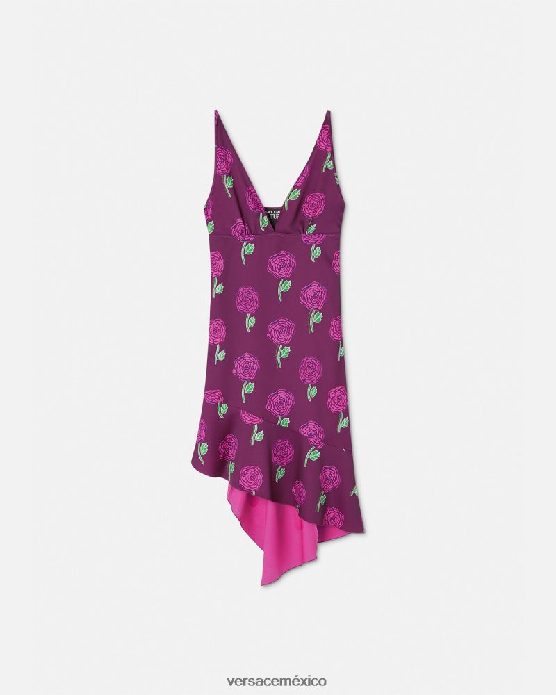 Versace vestido midi rosas Violeta ropa mujer 84626J2160