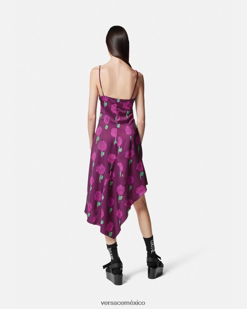 Versace vestido midi rosas Violeta ropa mujer 84626J2160