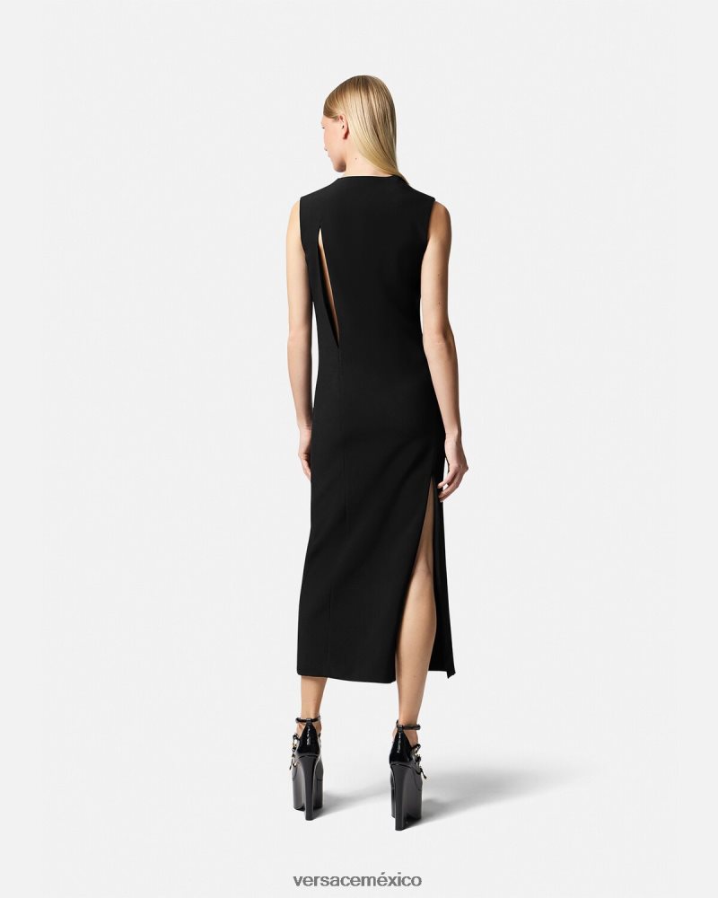 Versace vestido midi sin mangas con cortes negro ropa mujer 84626J46
