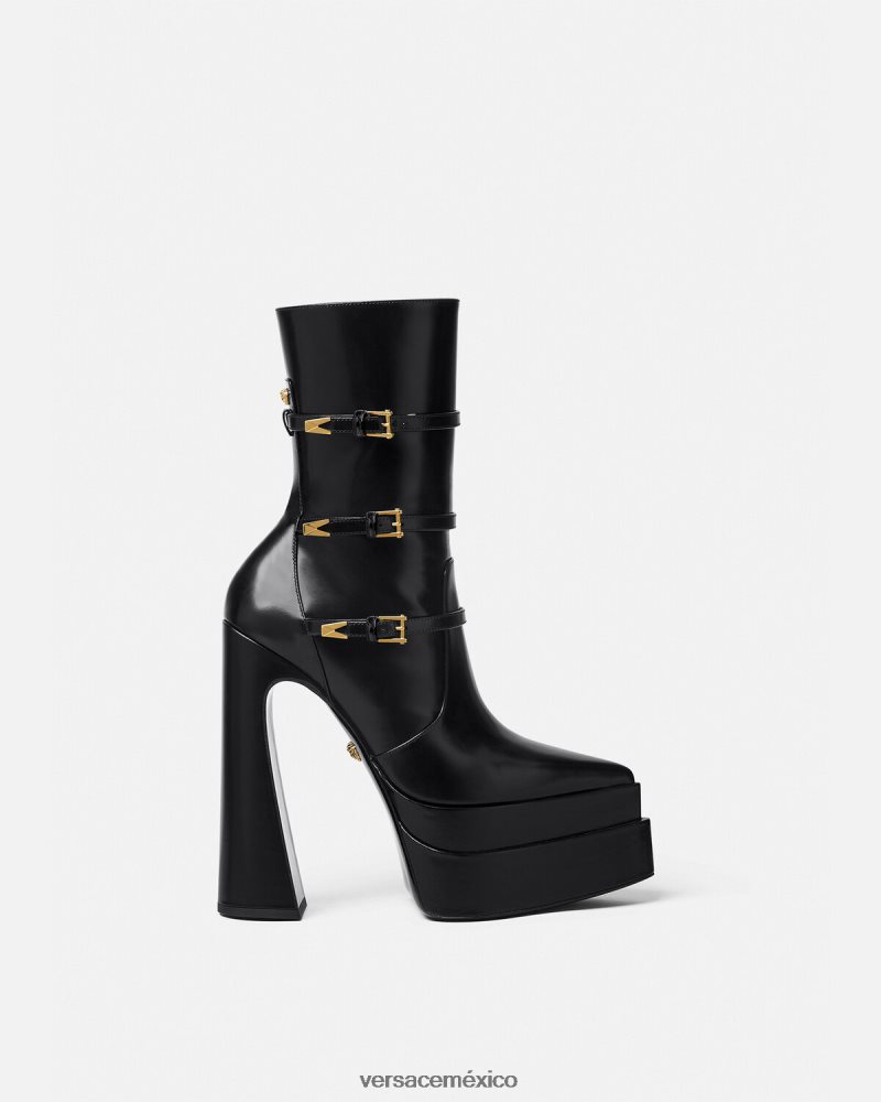 Versace botas aevitas con plataforma puntiaguda negro zapato mujer 84626J418