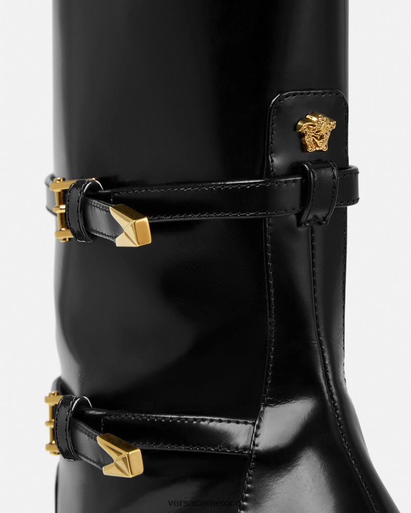 Versace botas aevitas con plataforma puntiaguda negro zapato mujer 84626J418