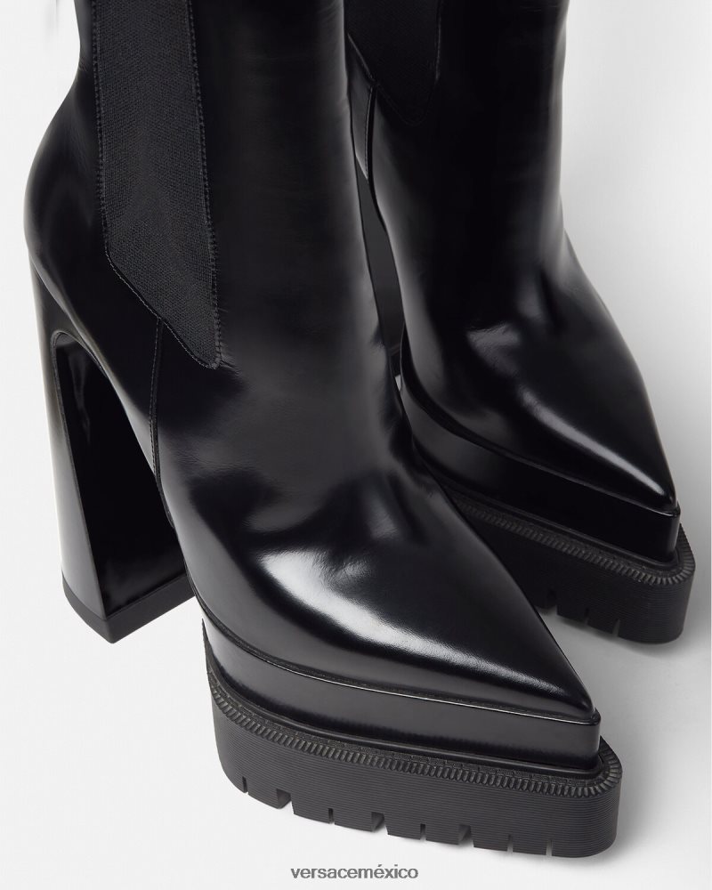 Versace botas aevitas con plataforma puntiaguda negro zapato mujer 84626J419