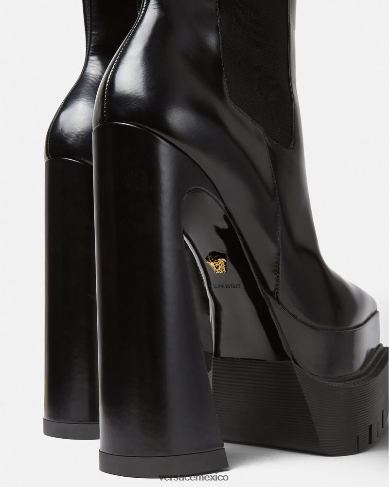 Versace botas aevitas con plataforma puntiaguda negro zapato mujer 84626J419