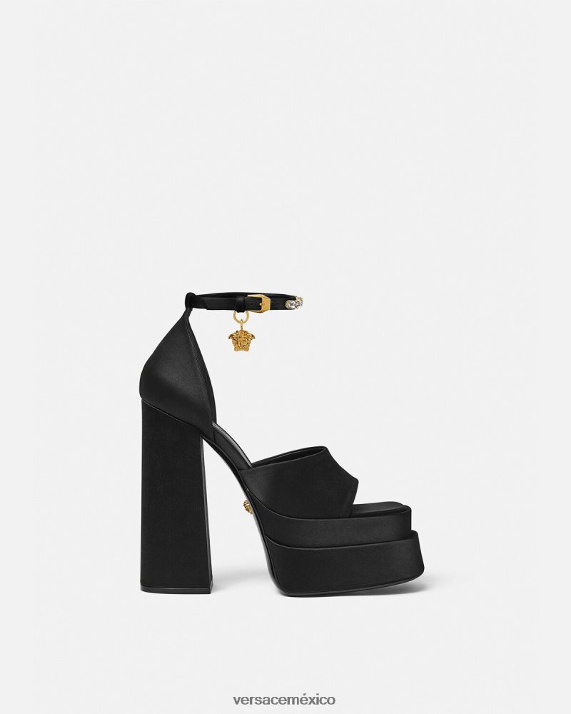 Versace sandalias con plataforma medusa aevitas negro zapato mujer 84626J424