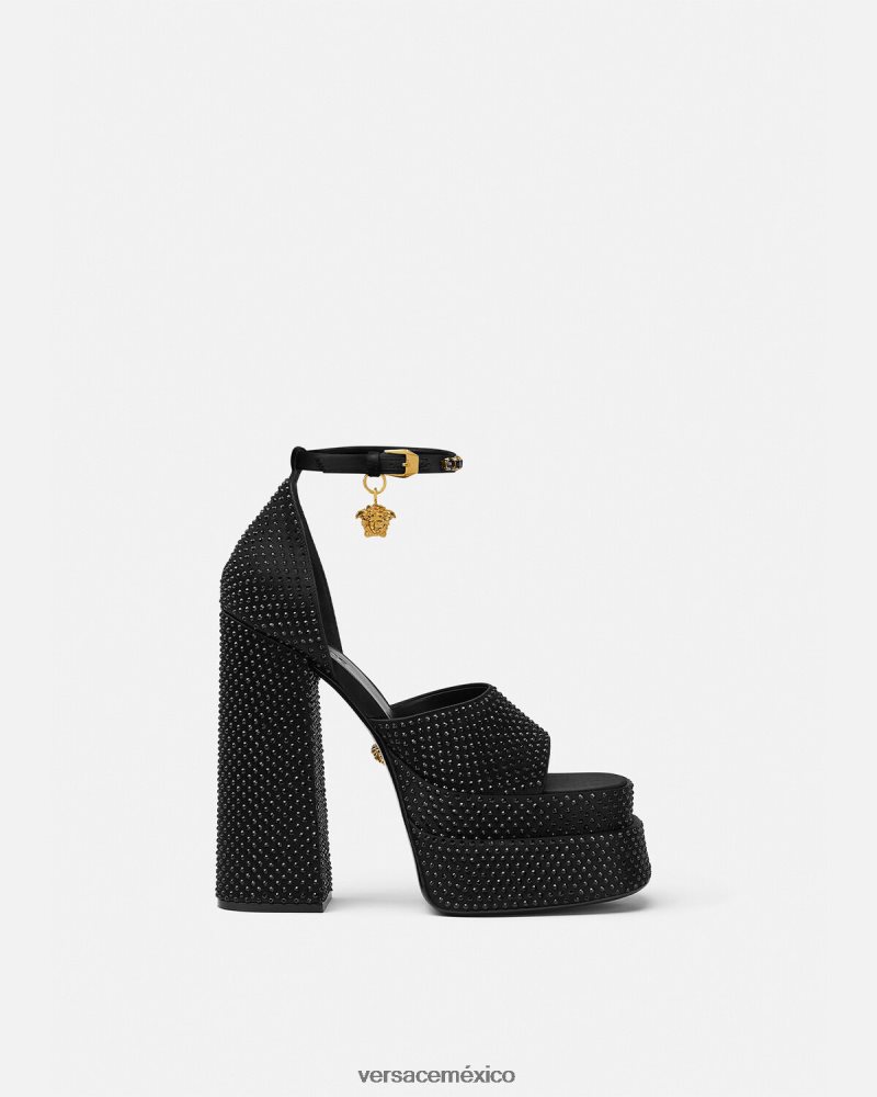 Versace sandalias con plataforma medusa aevitas negro zapato mujer 84626J425