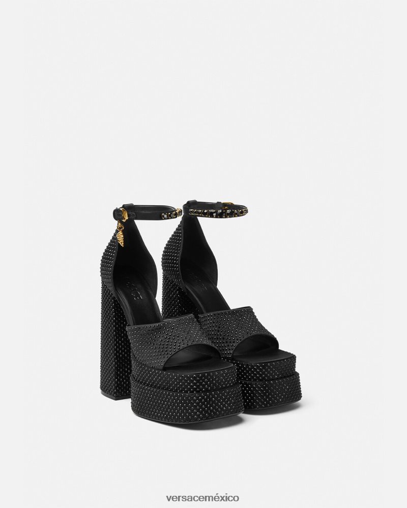 Versace sandalias con plataforma medusa aevitas negro zapato mujer 84626J425