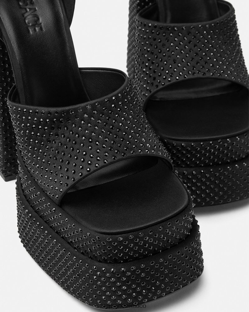 Versace sandalias con plataforma medusa aevitas negro zapato mujer 84626J425