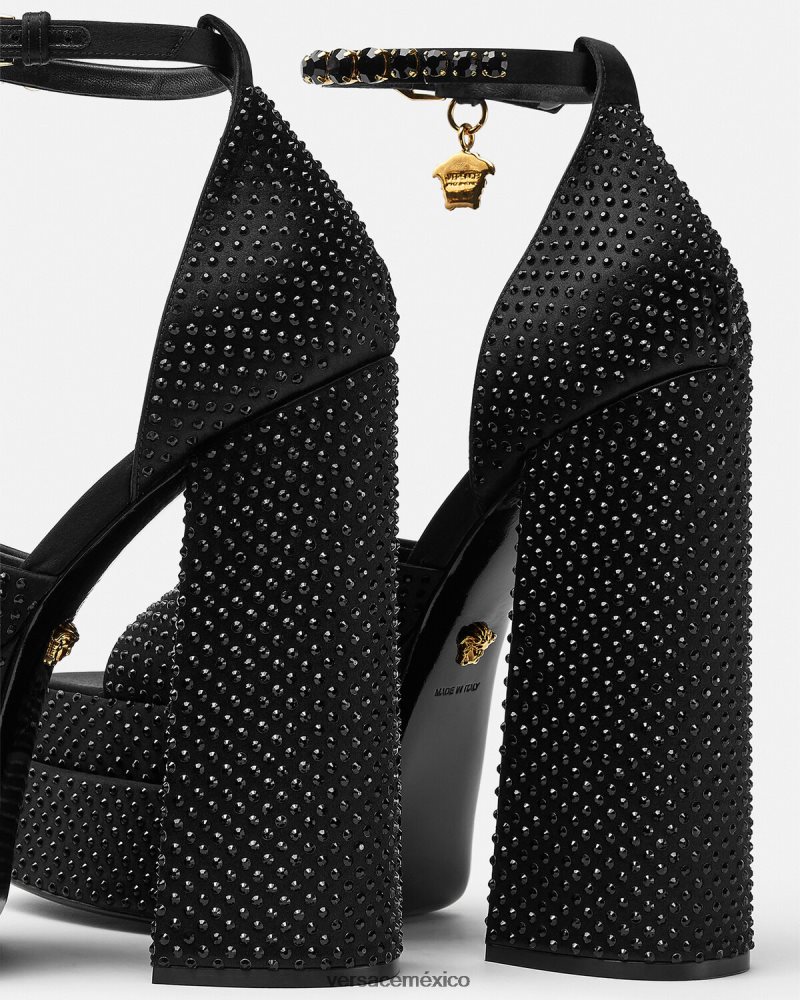 Versace sandalias con plataforma medusa aevitas negro zapato mujer 84626J425