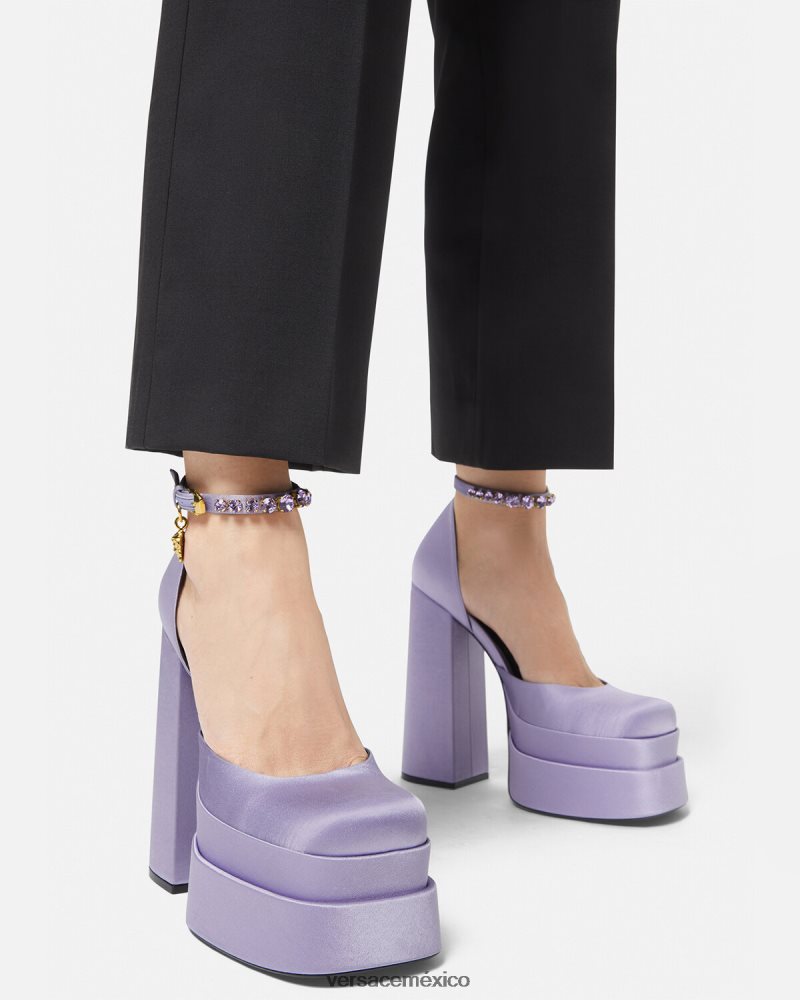 Versace zapatos de salón con plataforma medusa aevitas lila zapato mujer 84626J422
