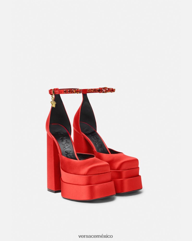 Versace zapatos de salón con plataforma medusa aevitas rojo zapato mujer 84626J412