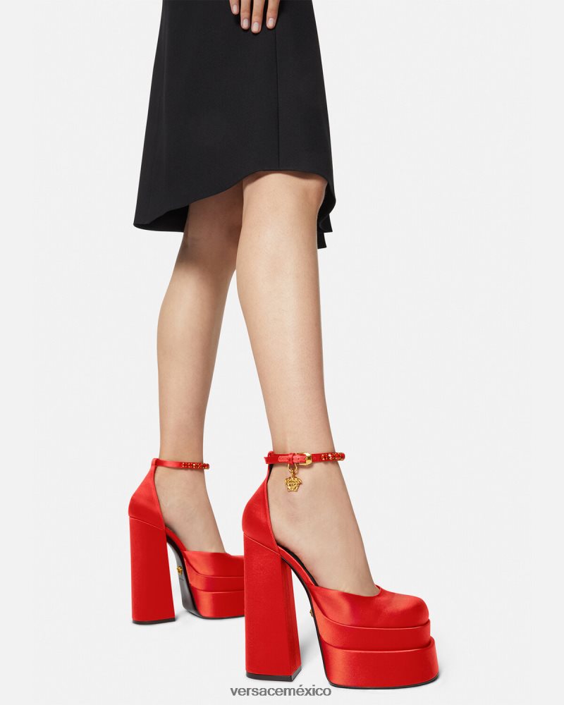 Versace zapatos de salón con plataforma medusa aevitas rojo zapato mujer 84626J412
