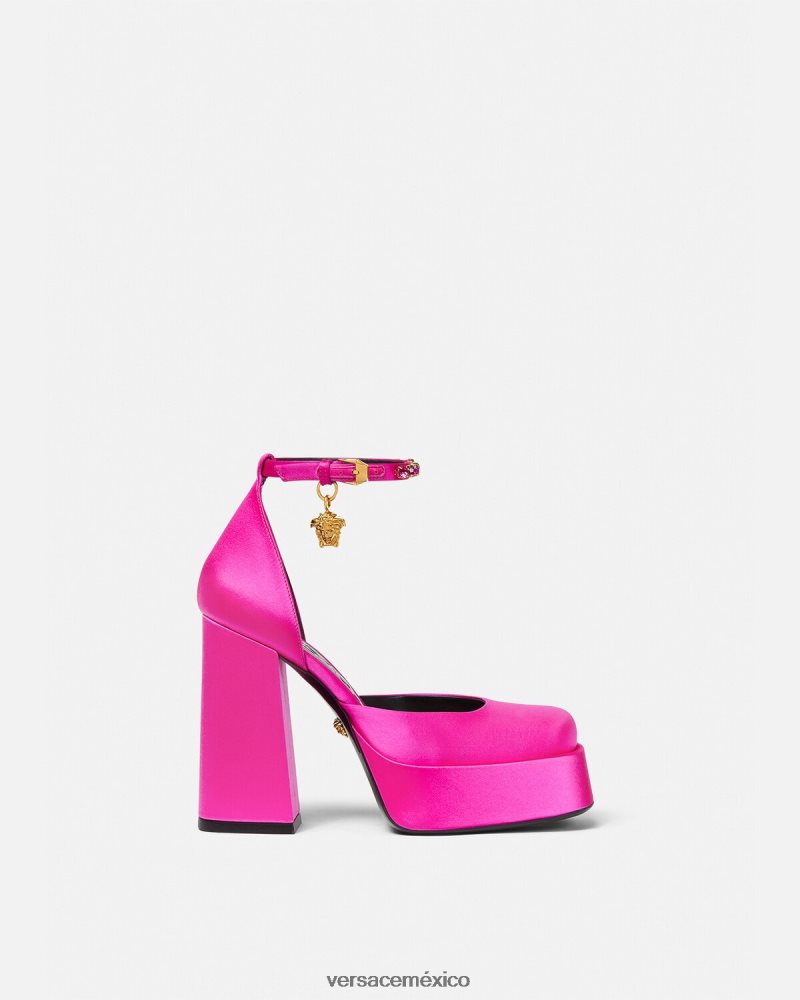 Versace zapatos de tacón con plataforma única medusa aevitas fucsia zapato mujer 84626J416