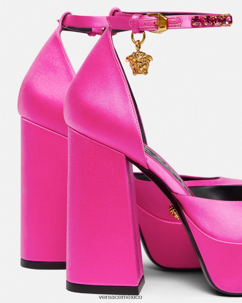 Versace zapatos de tacón con plataforma única medusa aevitas fucsia zapato mujer 84626J416