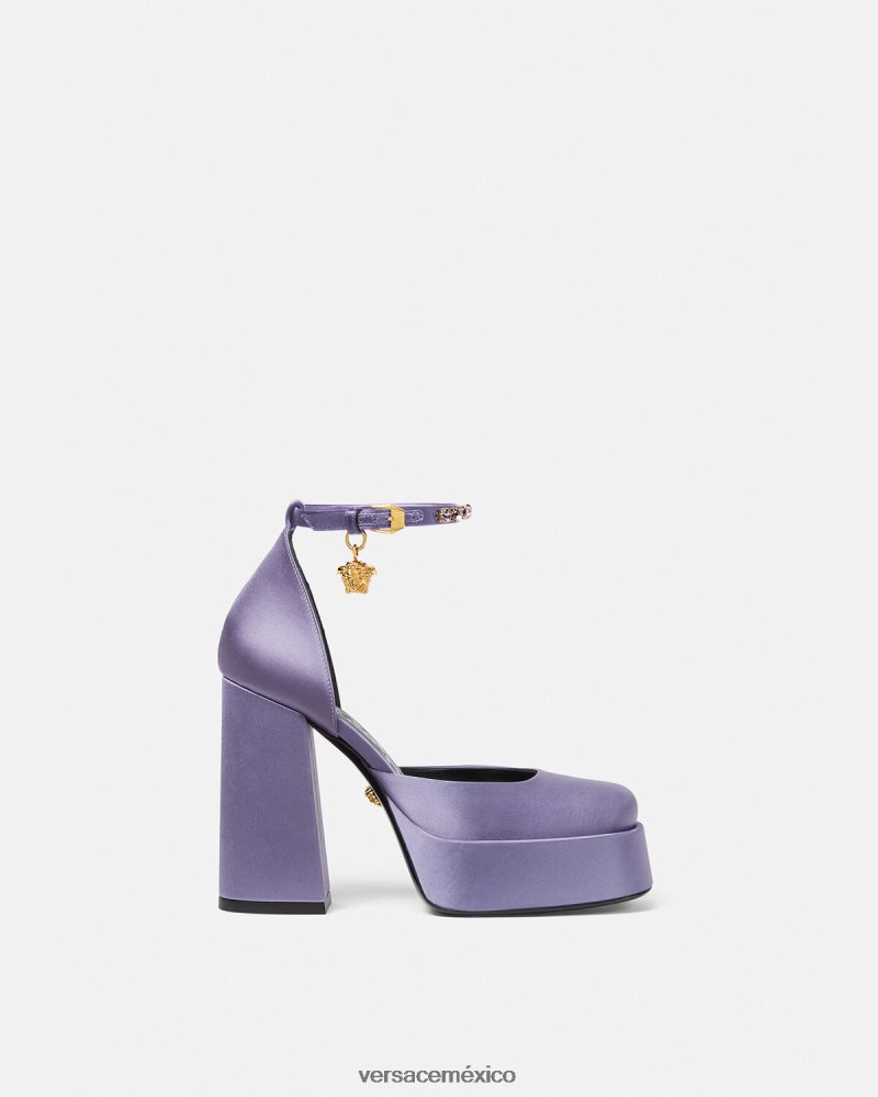 Versace zapatos de tacón con plataforma única medusa aevitas lila zapato mujer 84626J427