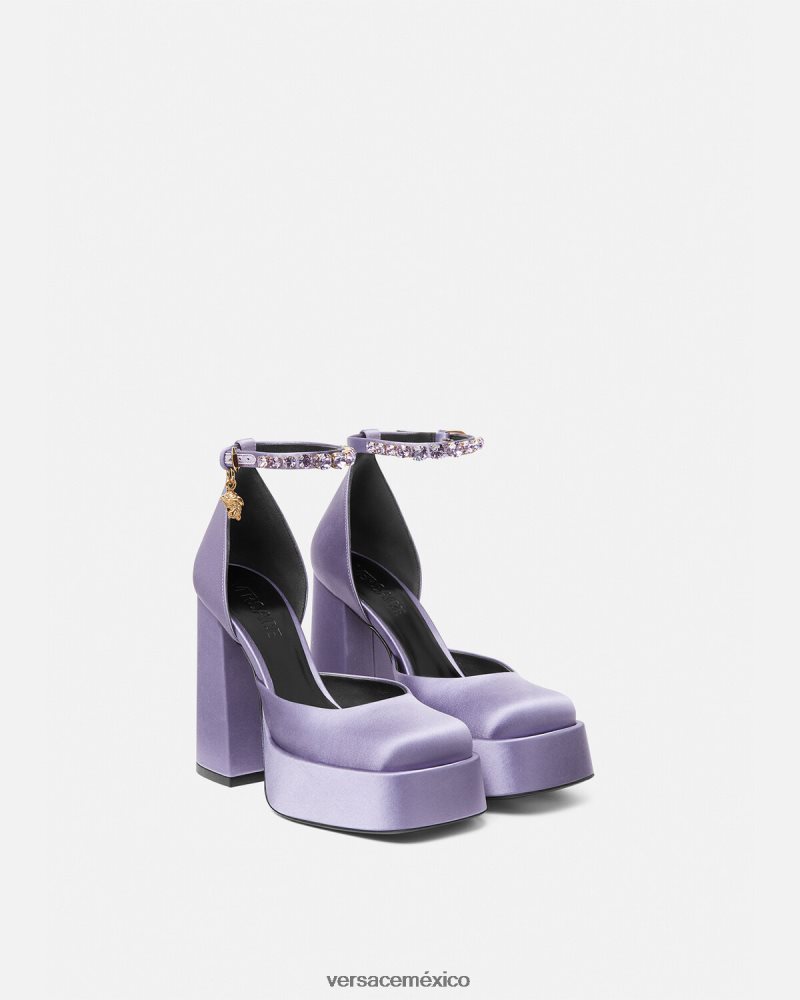Versace zapatos de tacón con plataforma única medusa aevitas lila zapato mujer 84626J427