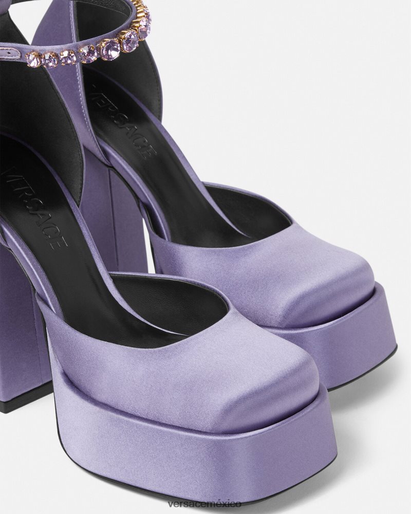 Versace zapatos de tacón con plataforma única medusa aevitas lila zapato mujer 84626J427