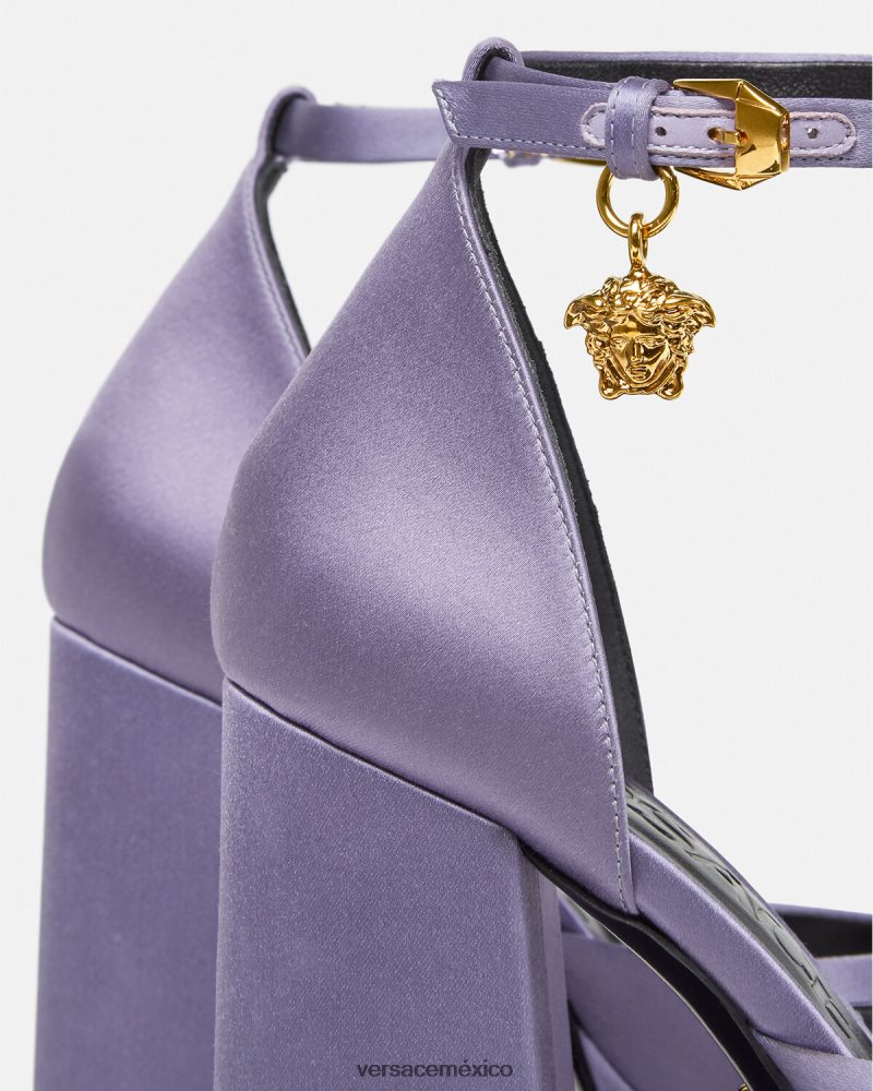 Versace zapatos de tacón con plataforma única medusa aevitas lila zapato mujer 84626J427