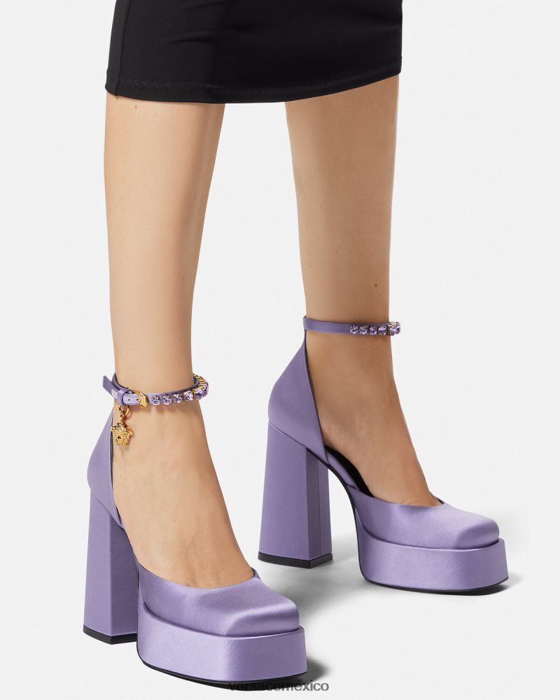 Versace zapatos de tacón con plataforma única medusa aevitas lila zapato mujer 84626J427
