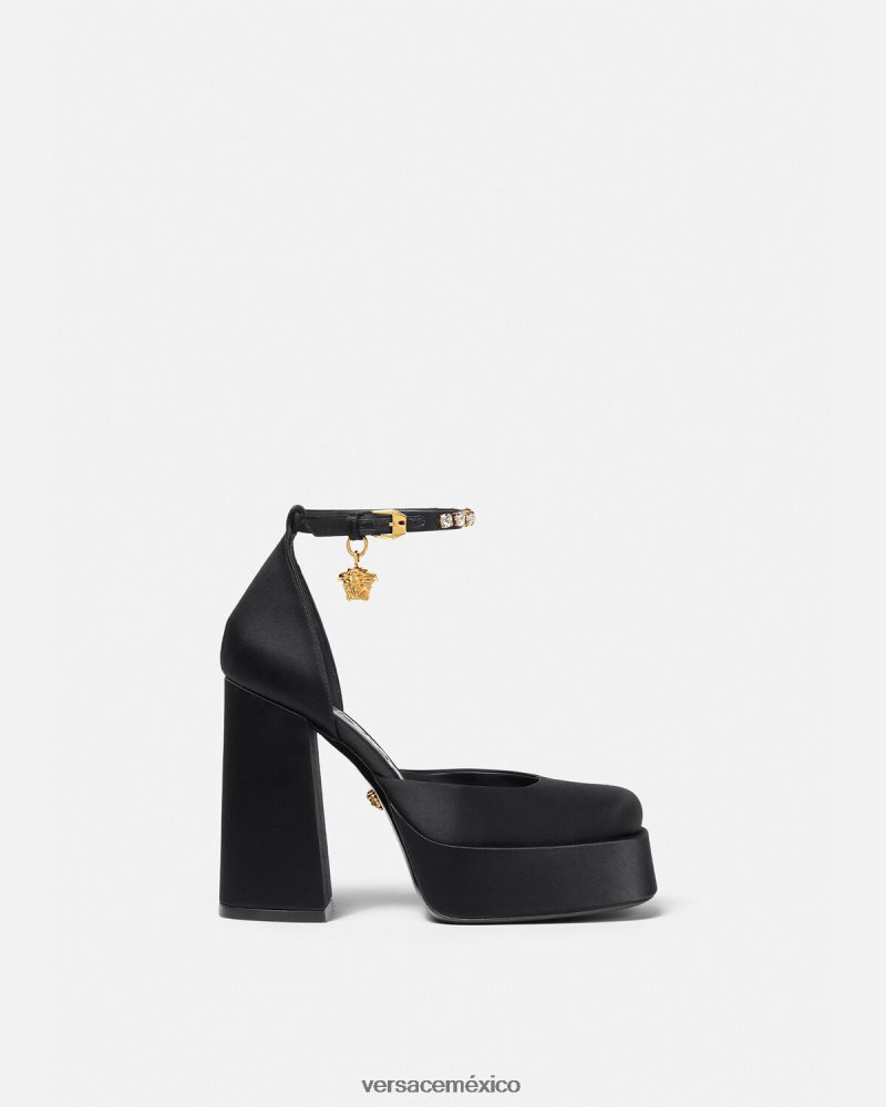 Versace zapatos de tacón con plataforma única medusa aevitas negro zapato mujer 84626J415