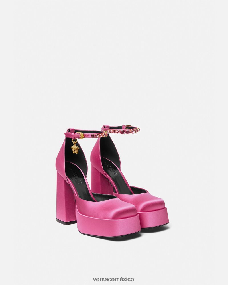Versace zapatos de tacón con plataforma única medusa aevitas rosa zapato mujer 84626J414