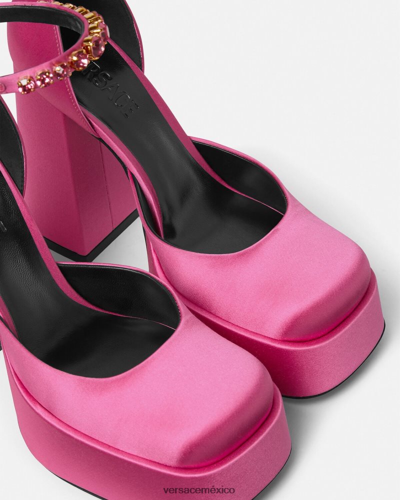 Versace zapatos de tacón con plataforma única medusa aevitas rosa zapato mujer 84626J414