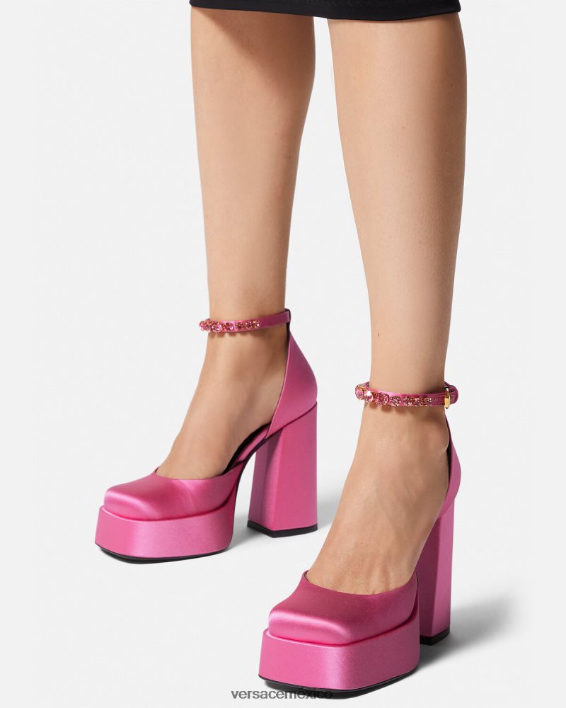 Versace zapatos de tacón con plataforma única medusa aevitas rosa zapato mujer 84626J414
