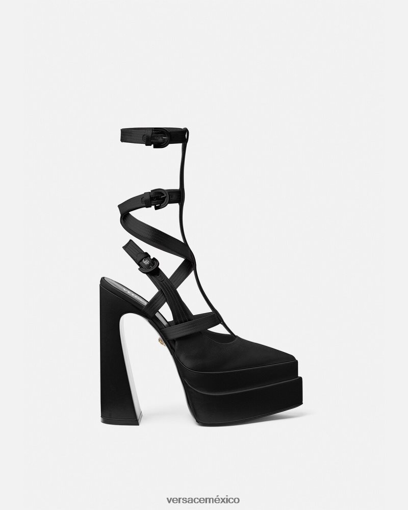 Versace zapatos de tacón con plataforma puntiaguda aevitas negro zapato mujer 84626J404