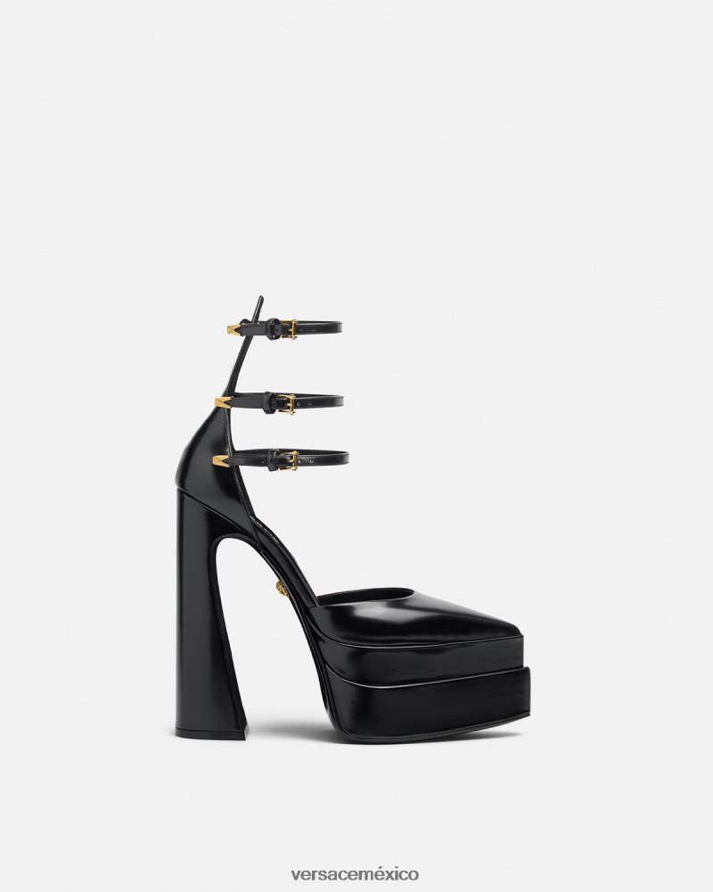Versace zapatos de tacón con plataforma puntiaguda aevitas negro zapato mujer 84626J420