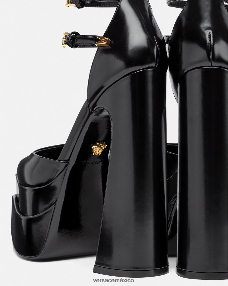 Versace zapatos de tacón con plataforma puntiaguda aevitas negro zapato mujer 84626J420