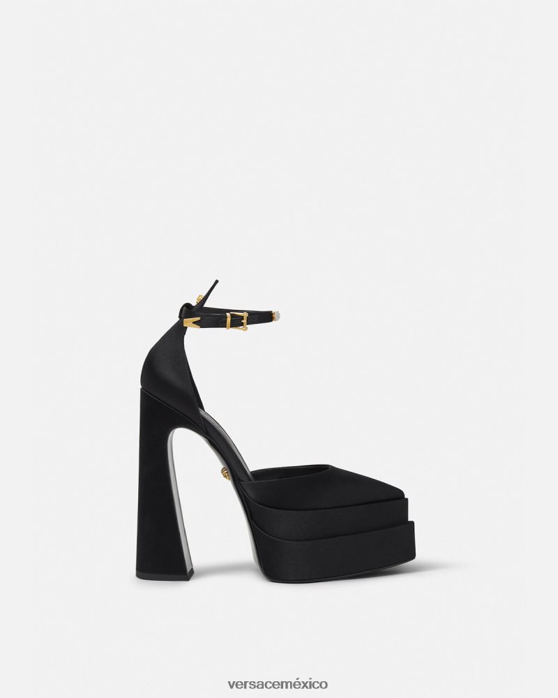 Versace zapatos de tacón con plataforma puntiaguda aevitas negro zapato mujer 84626J421