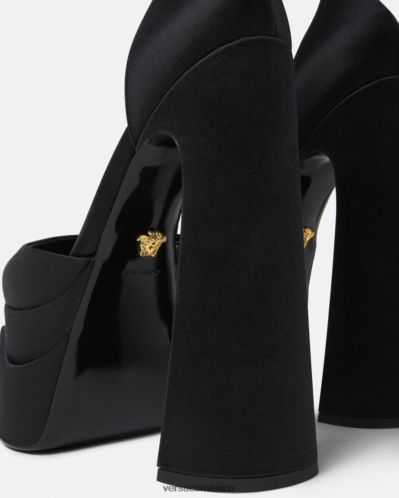 Versace zapatos de tacón con plataforma puntiaguda aevitas negro zapato mujer 84626J421