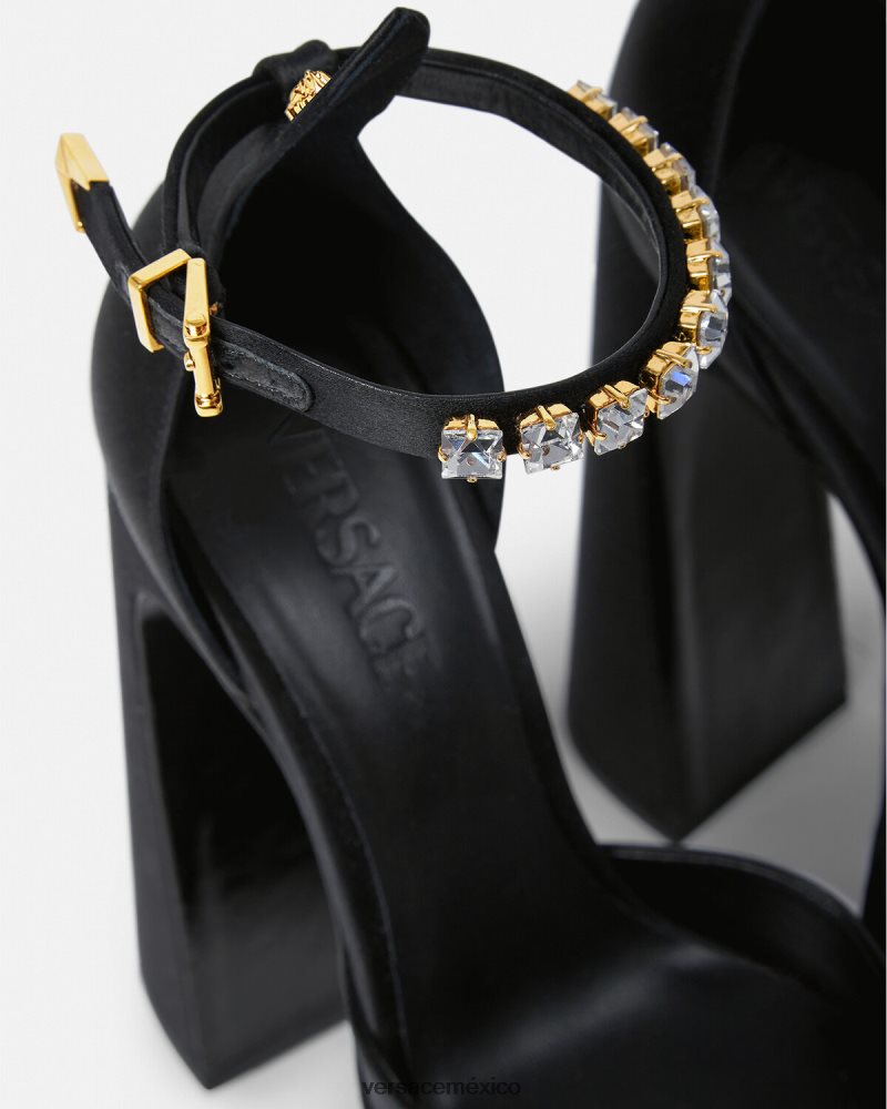 Versace zapatos de tacón con plataforma puntiaguda aevitas negro zapato mujer 84626J421