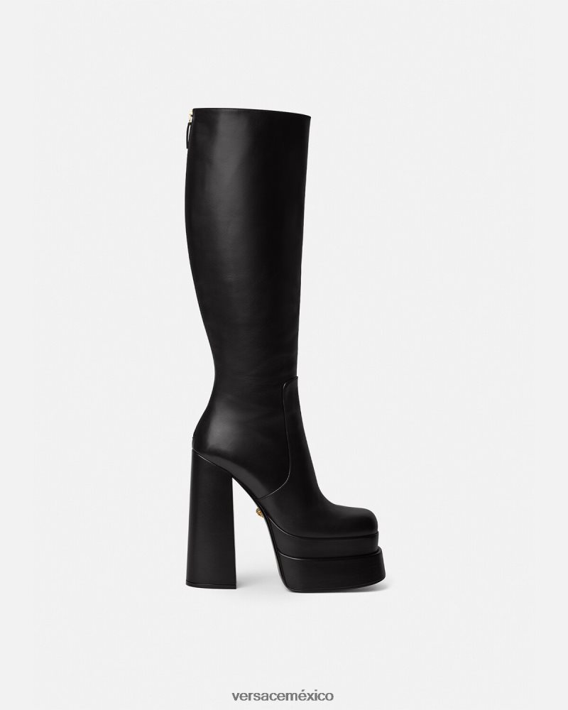 Versace botas altas aevitas con plataforma negro zapato mujer 84626J477