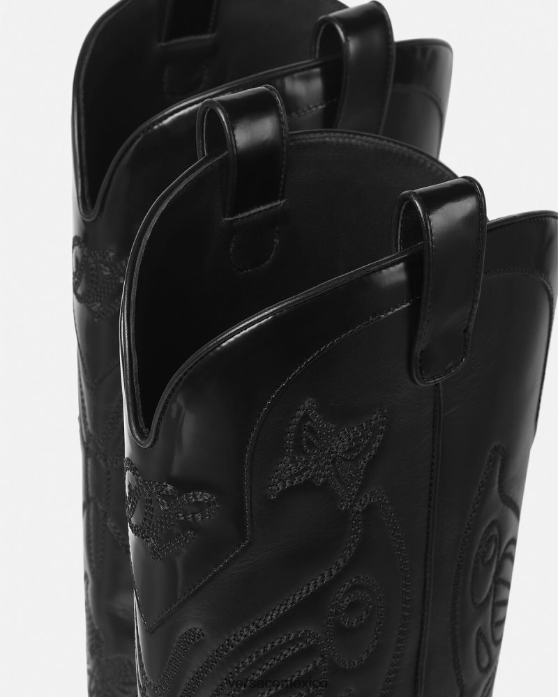 Versace botas altas con mariposas negro zapato mujer 84626J473