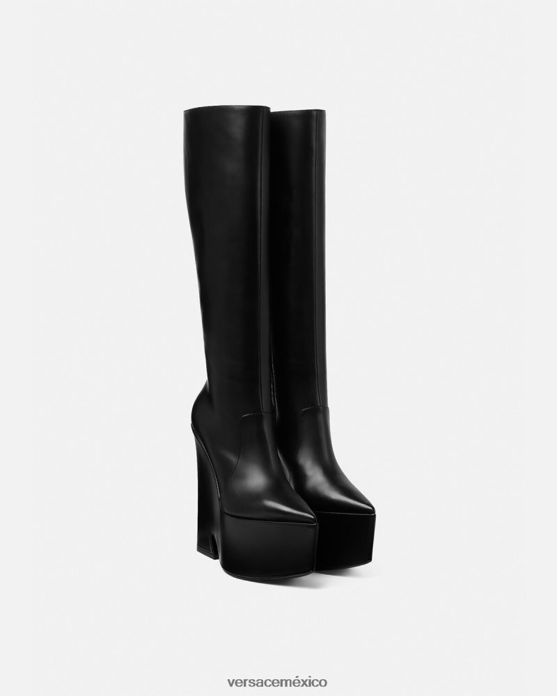 Versace botas altas tempest con plataforma negro zapato mujer 84626J478