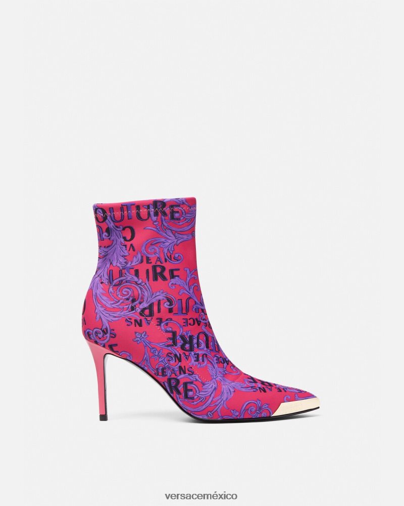Versace botas de alta costura con logo scarlett fucsia y estampado zapato mujer 84626J2305