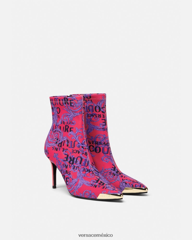 Versace botas de alta costura con logo scarlett fucsia y estampado zapato mujer 84626J2305