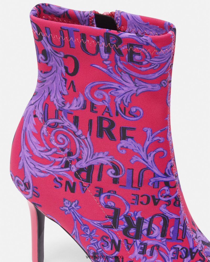 Versace botas de alta costura con logo scarlett fucsia y estampado zapato mujer 84626J2305