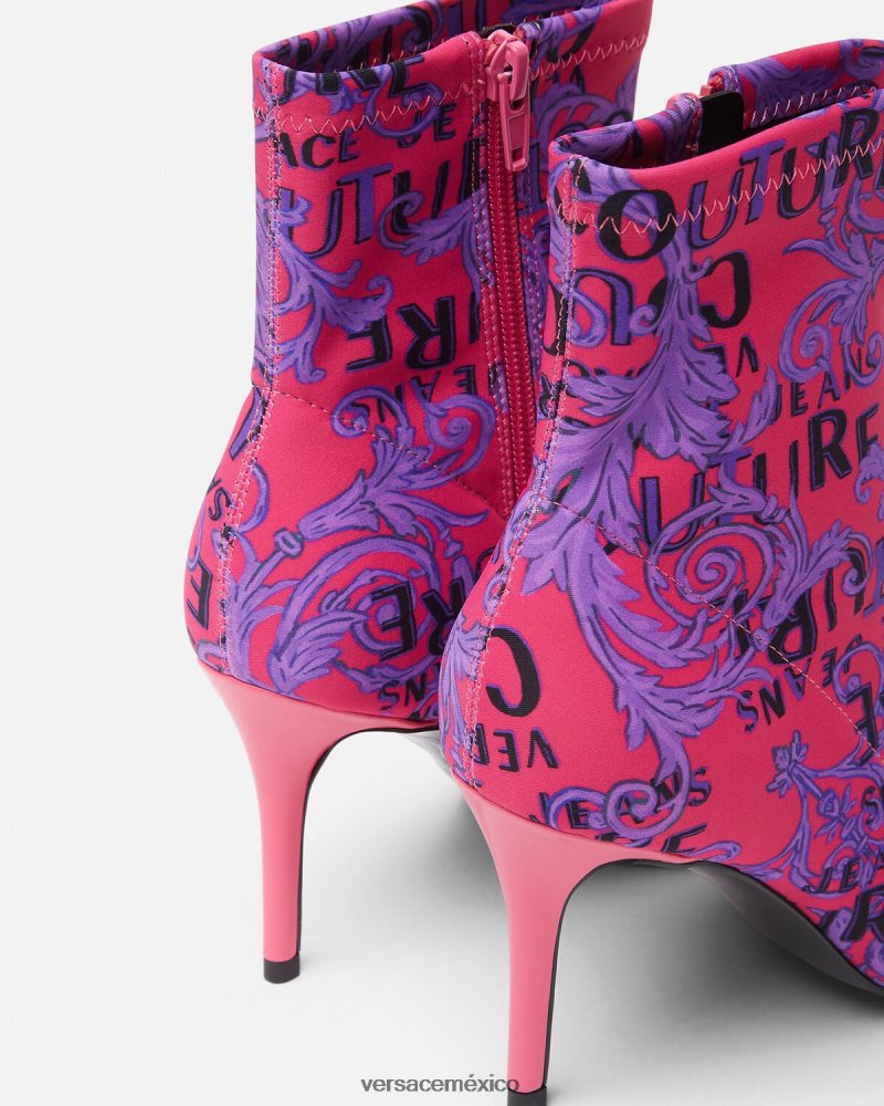 Versace botas de alta costura con logo scarlett fucsia y estampado zapato mujer 84626J2305