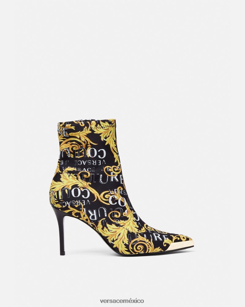 Versace botas de alta costura con logo scarlett oro negro zapato mujer 84626J2306