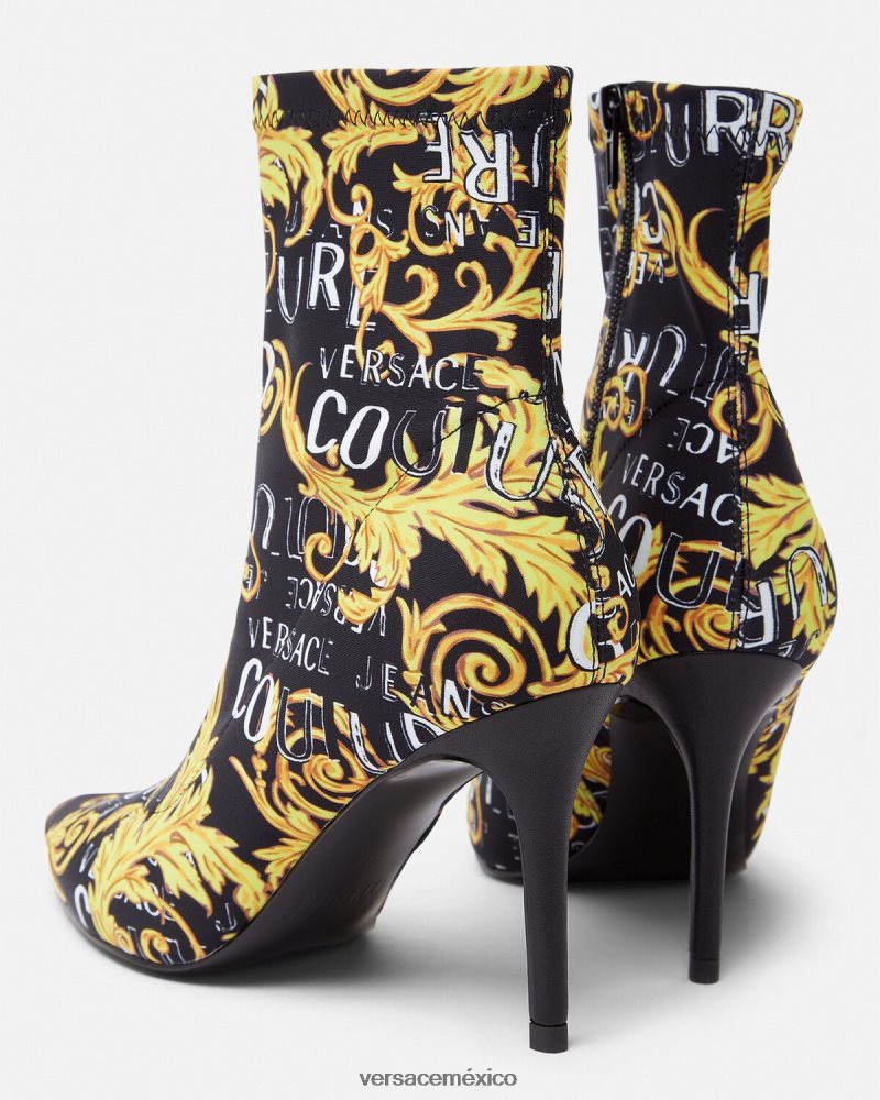 Versace botas de alta costura con logo scarlett oro negro zapato mujer 84626J2306