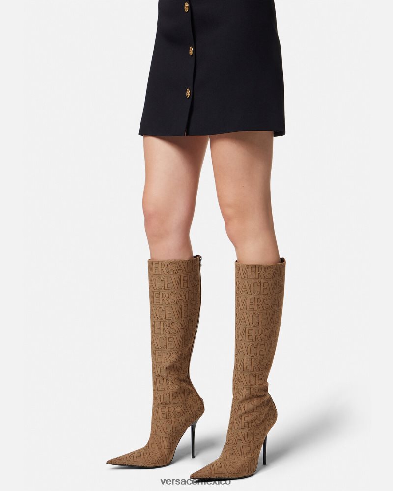 Versace botas hasta la rodilla por toda la prenda marrón zapato mujer 84626J475