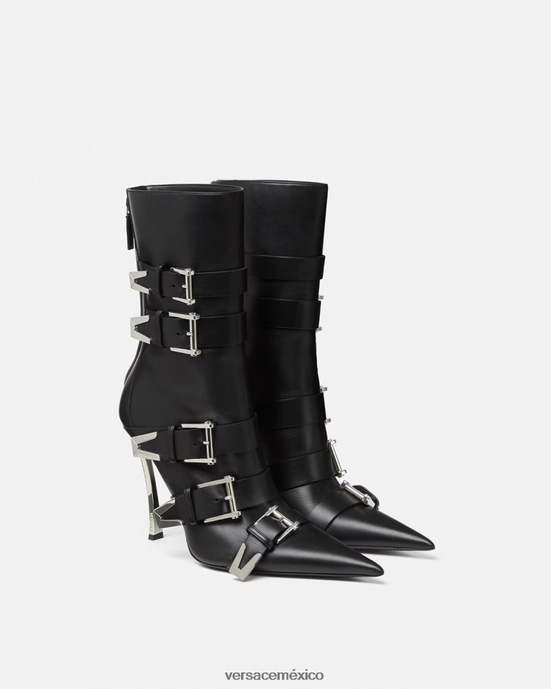 Versace botas con hebillas negro zapato mujer 84626J390
