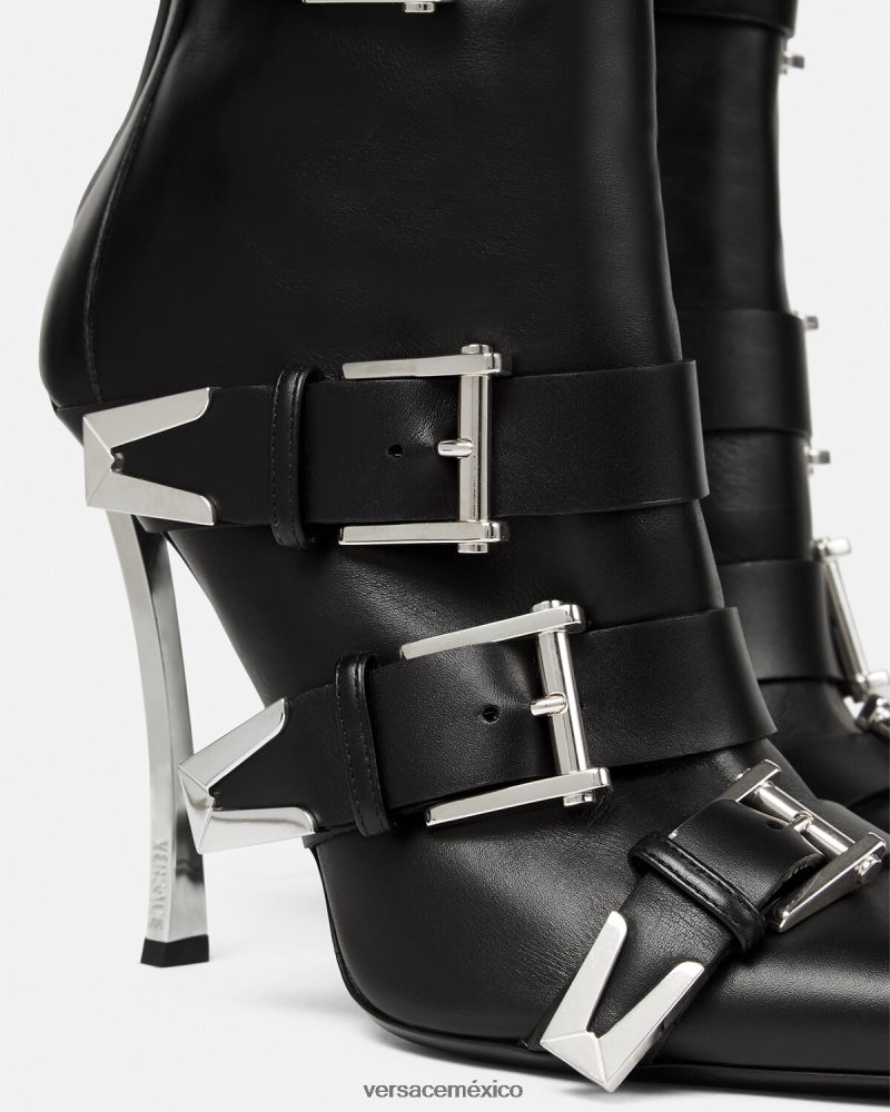 Versace botas con hebillas negro zapato mujer 84626J390