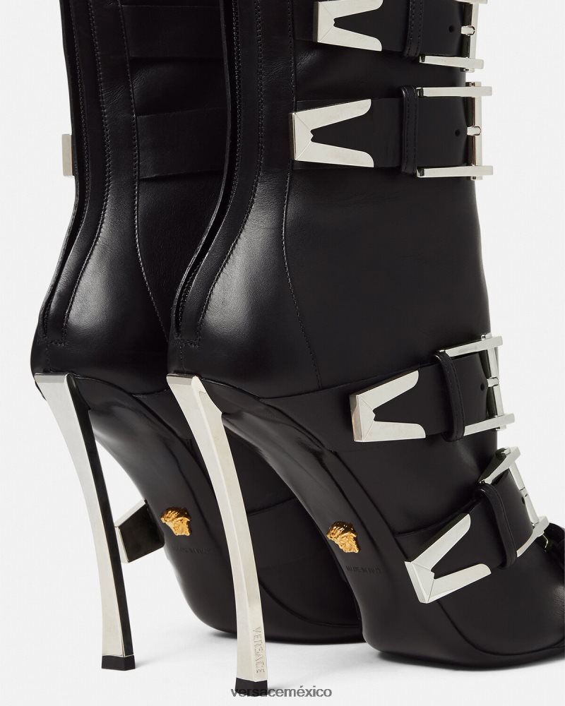 Versace botas con hebillas negro zapato mujer 84626J390