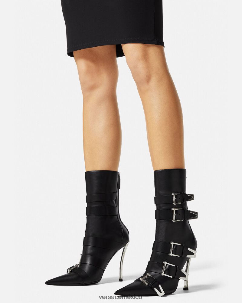 Versace botas con hebillas negro zapato mujer 84626J390