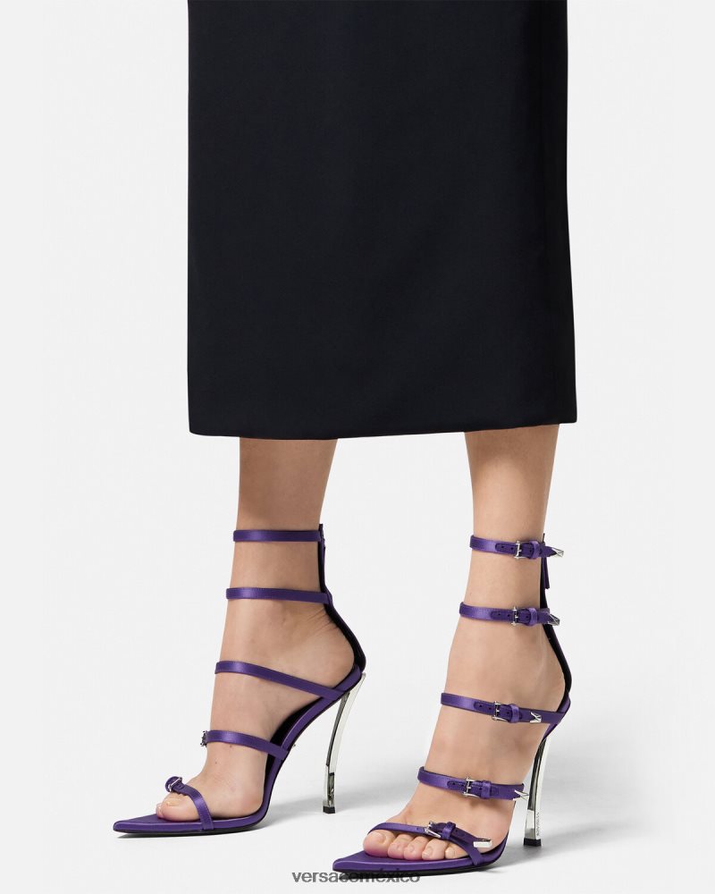 Versace sandalias con punta de alfiler Violeta zapato mujer 84626J398