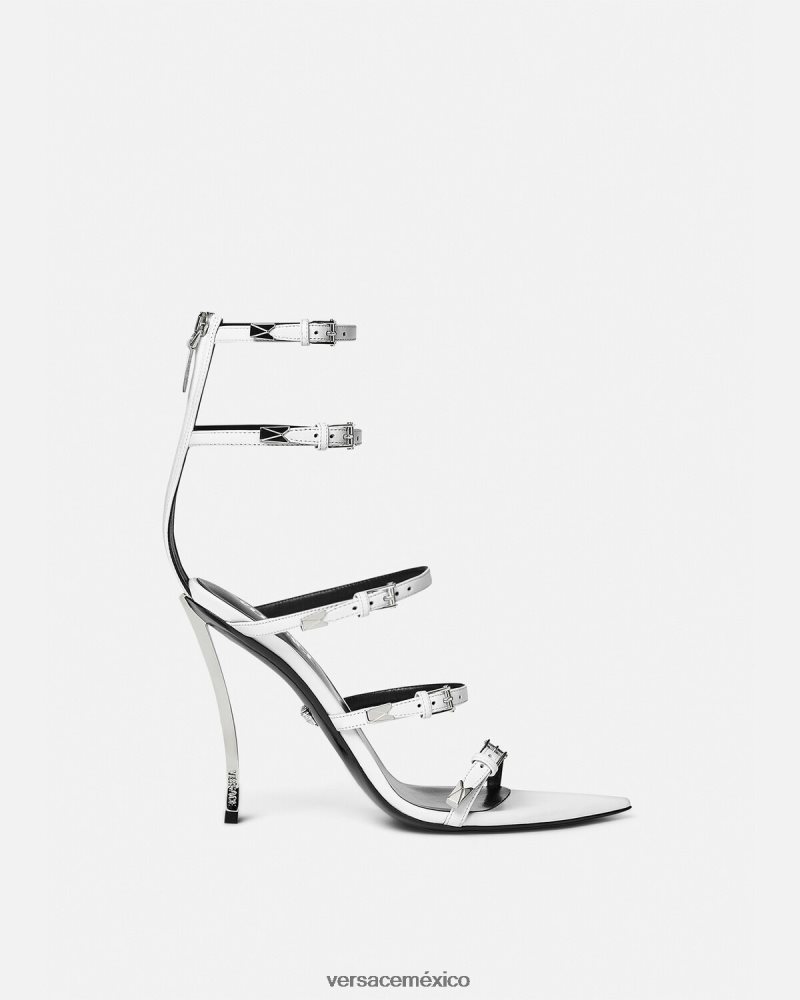 Versace sandalias con punta de alfiler blanco zapato mujer 84626J388